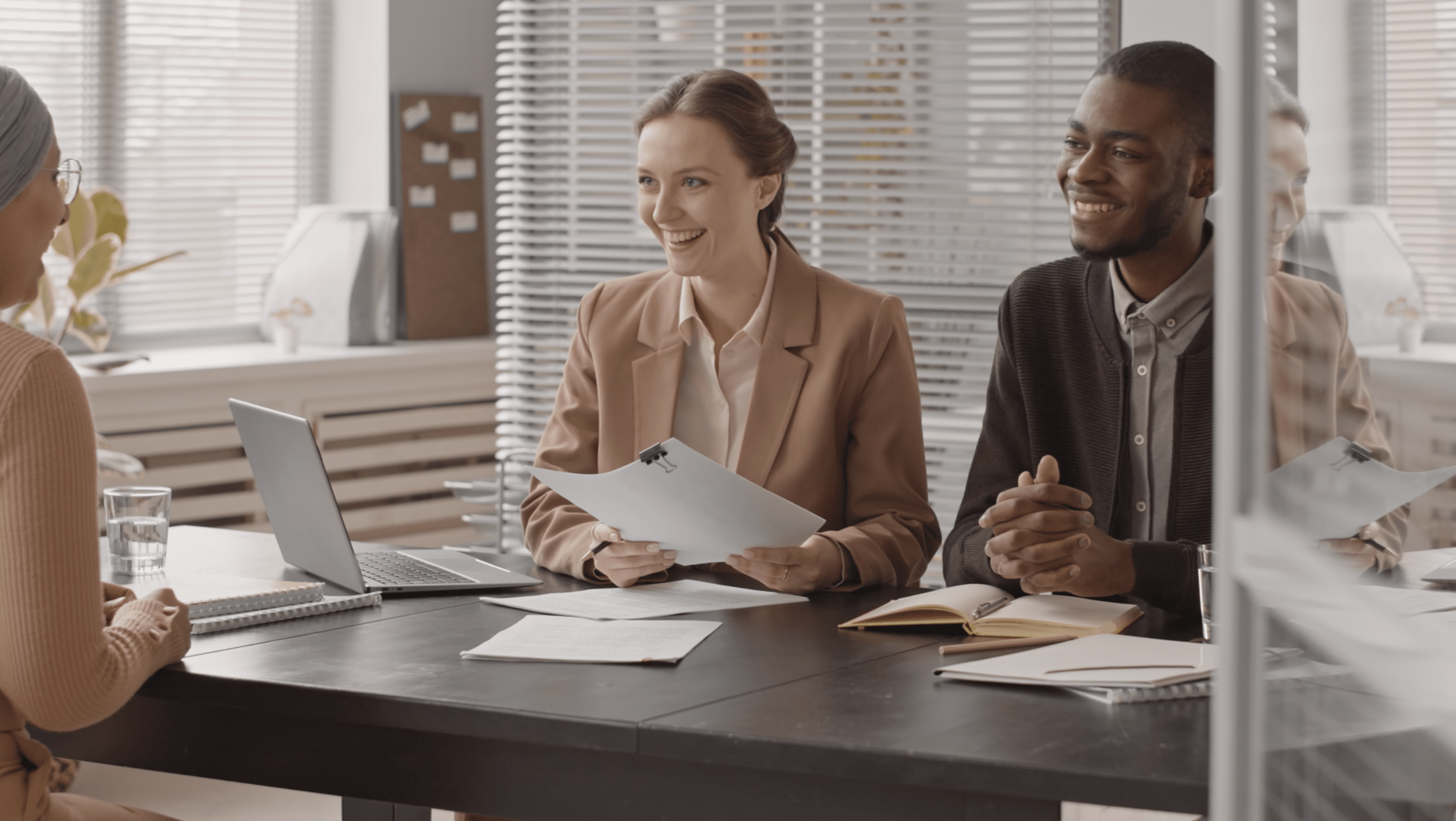business man review his resume on desk